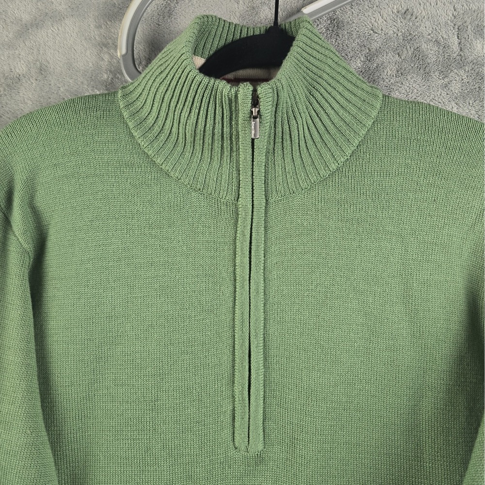 Smartwool Pullover Women's XL Green Merino Wool Sweater 1/4 Zip - Picture 3 of 10